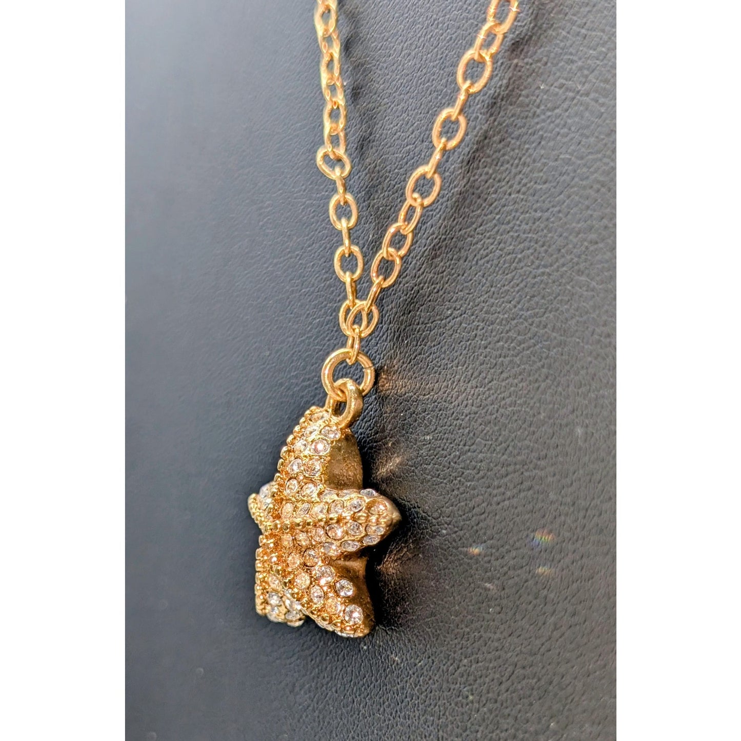 J. Crew Gold Tone CZ Starfish Pendant 24" Necklace