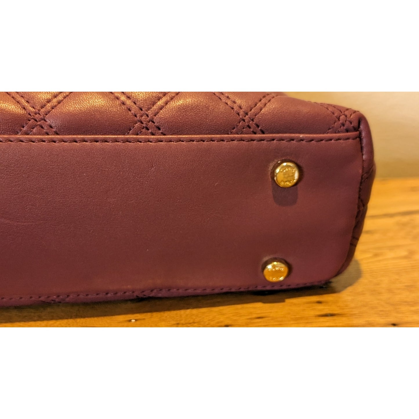 Talbot's Vintage Classic Quilted Wine Leather Chain Strap Shoulder Bag
