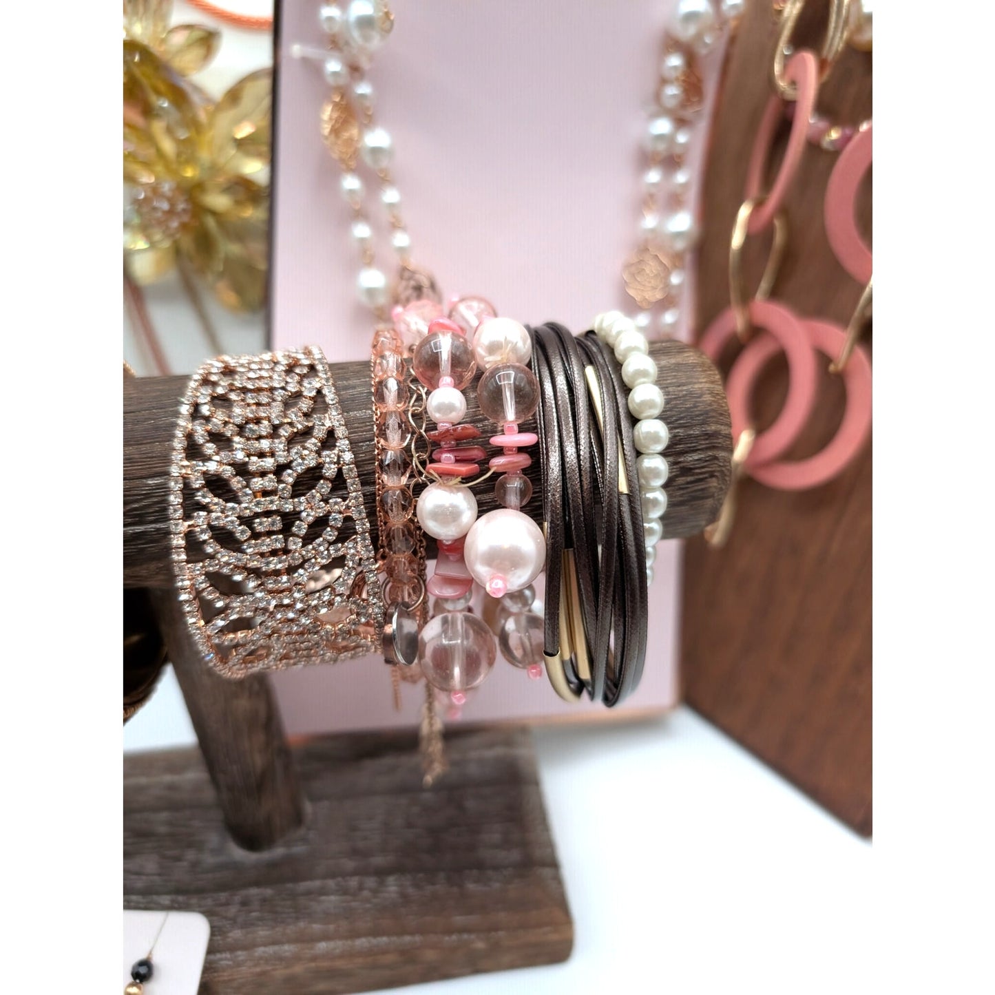 Reseller's Delight Curated Lot of 48 Pink Rose Theme Jewelry Pieces