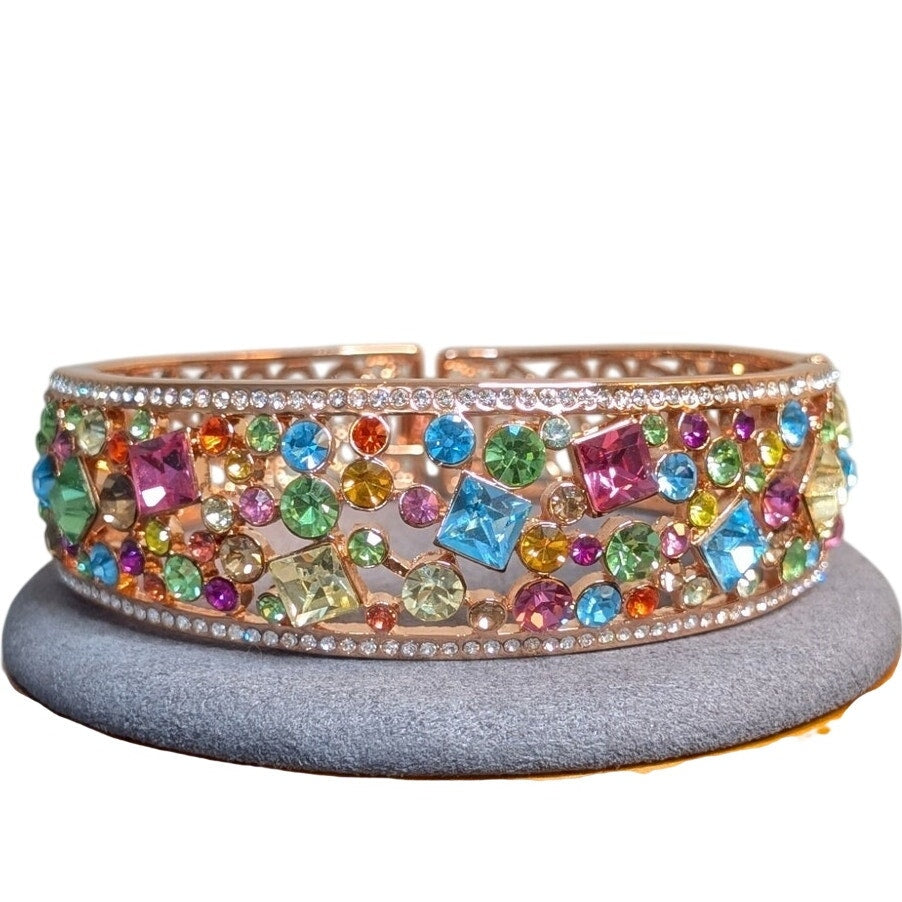 "Bregenz Rainbow of Life" 18K Rose Gold Plating Oval Cut Out Bangle Bracelet