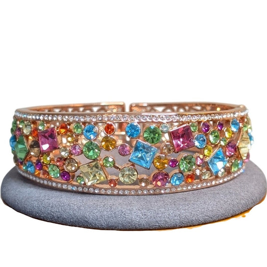"Bregenz Rainbow of Life" 18K Rose Gold Plating Oval Cut Out Bangle Bracelet