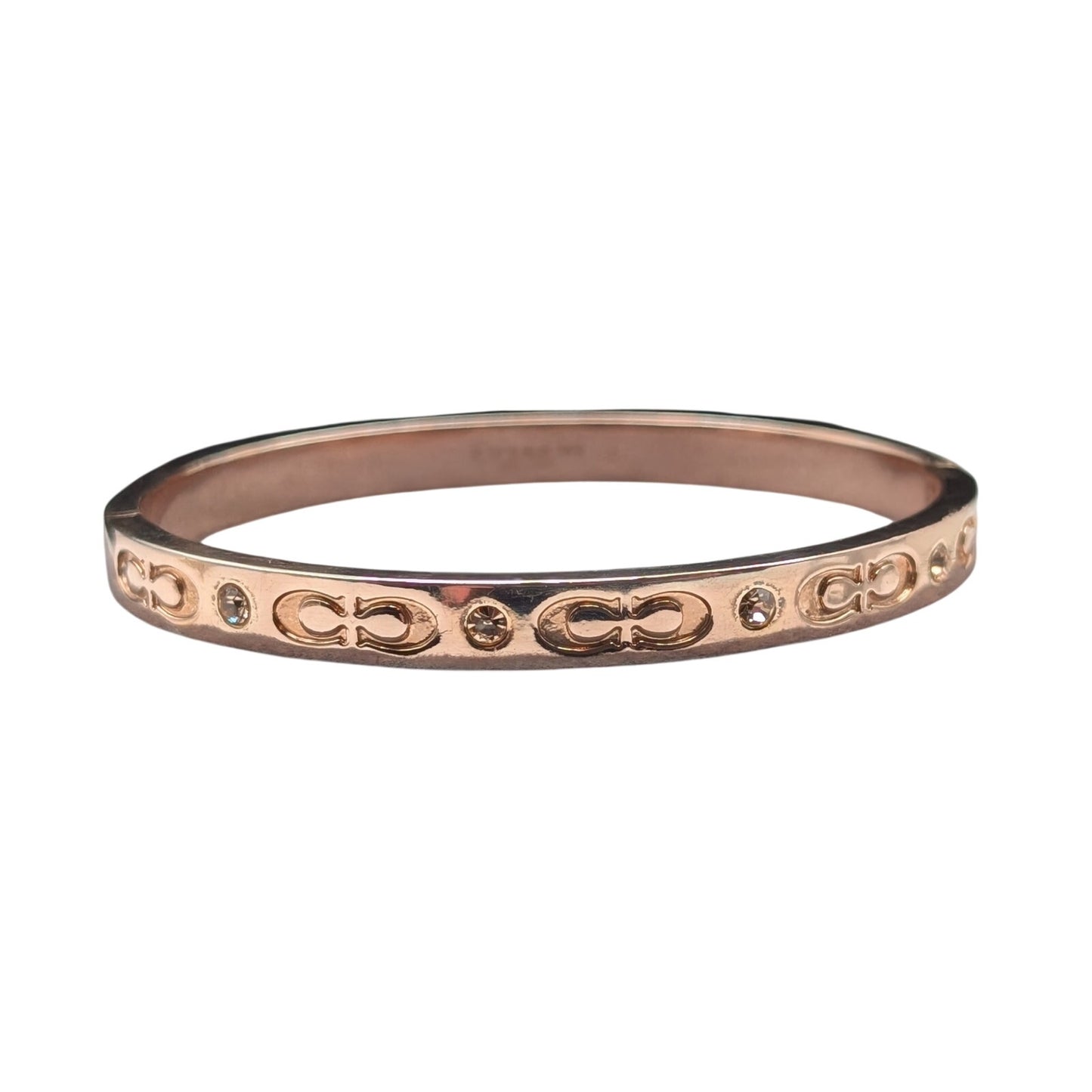 Coach Outlet Signature Kissing 'Cs' Hinged Plated Rose Metal Bangle Bracelet