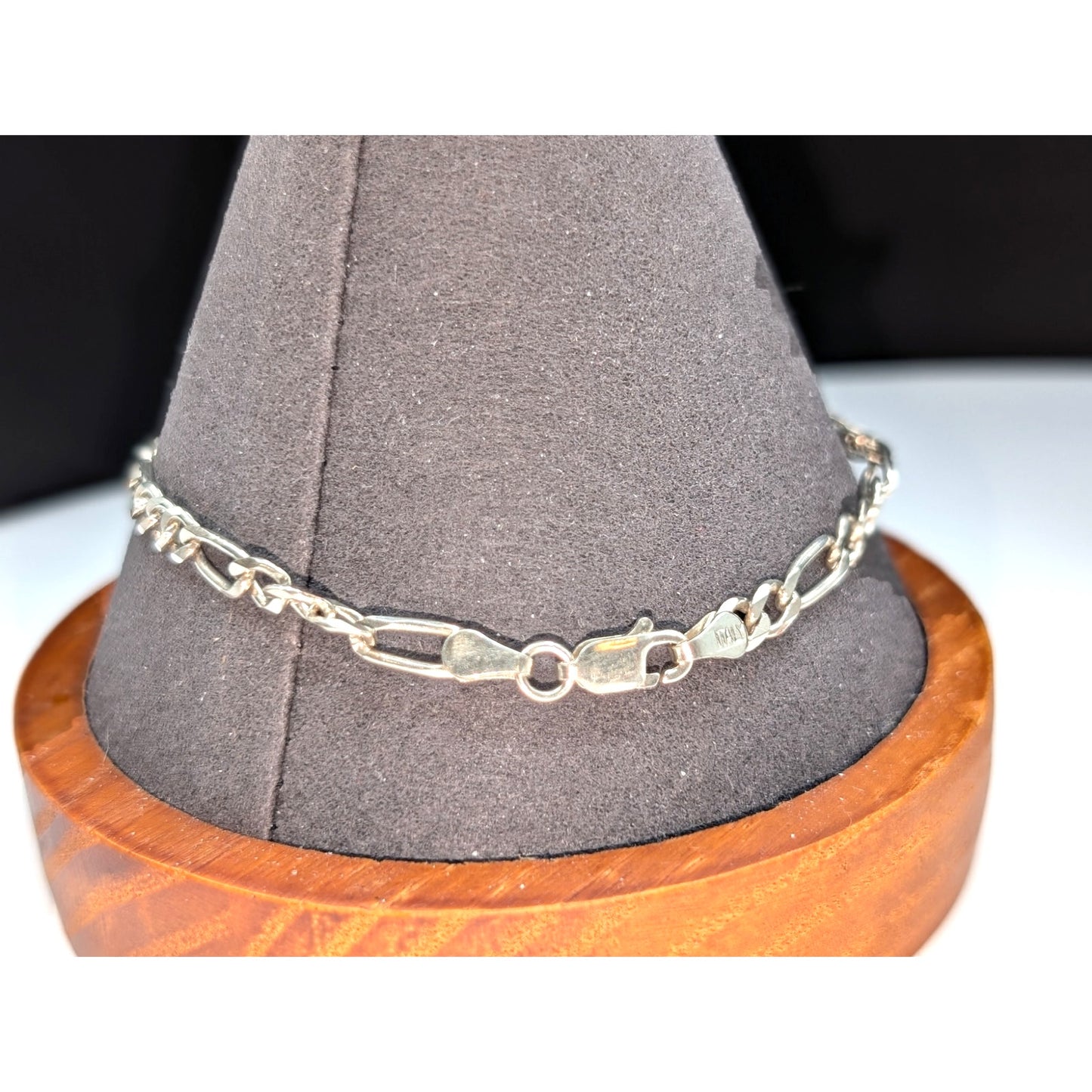 925 Italy Sterling Silver Figaro Chain Link Bracelet