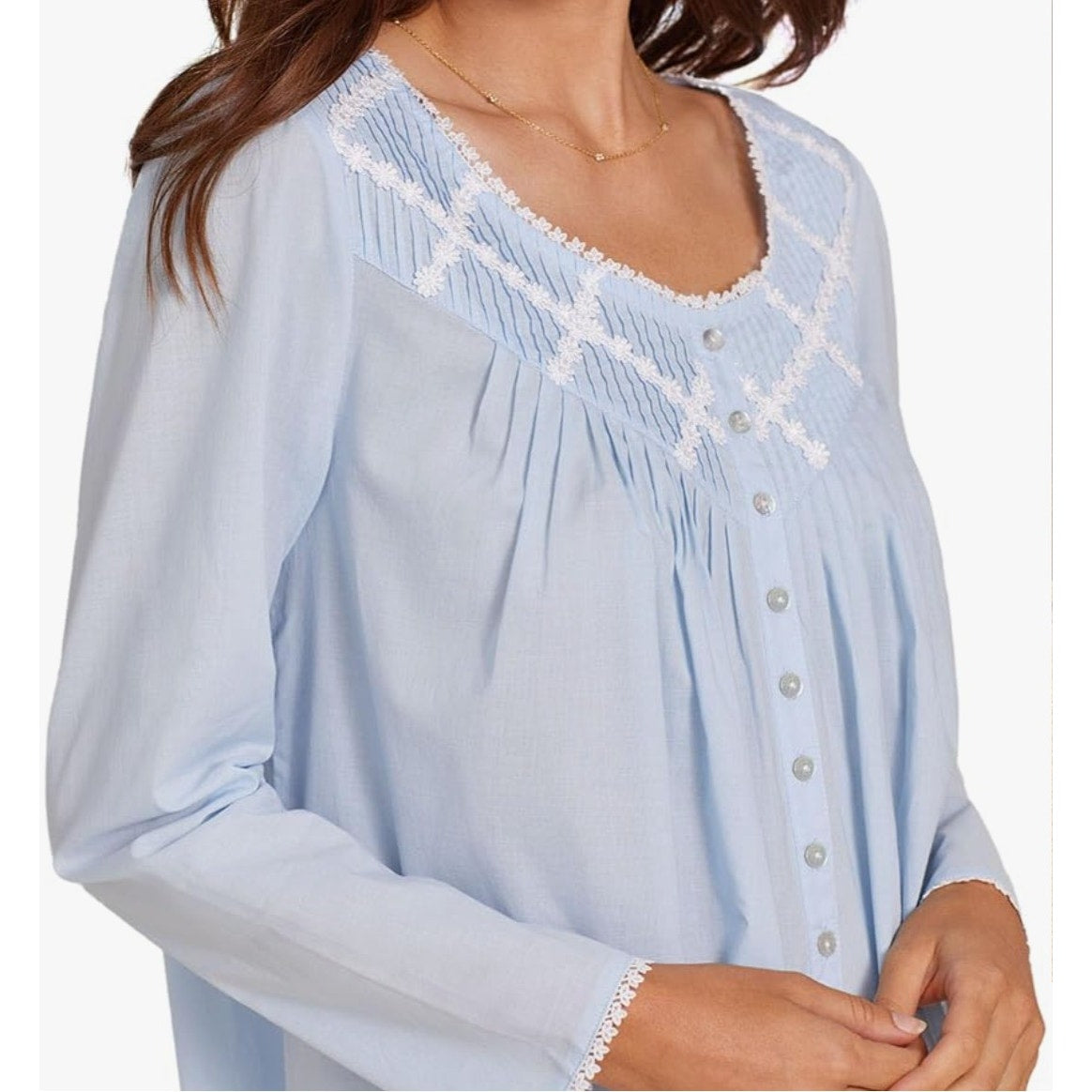 Eileen West Sleepwear Poetic Woven Lawn Collection 100% Cotton Nightgown Sz L