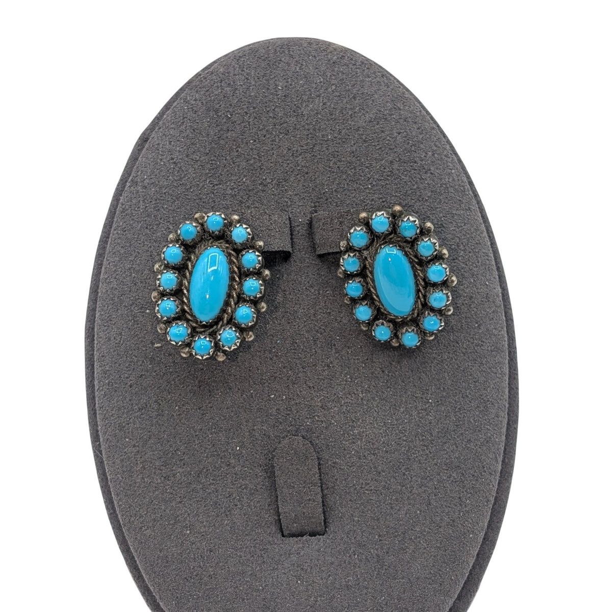 Vtg Navajo Artist Shona Yazzie Natural Sleeping Beauty Turquoise Post Earrings