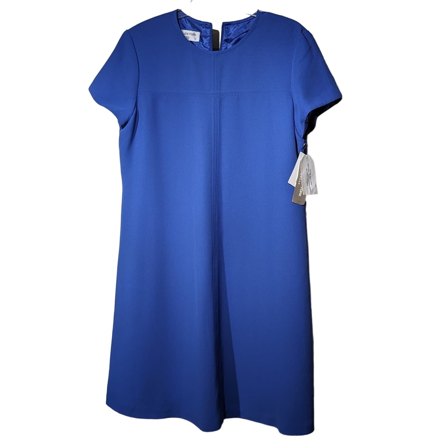 Jones New York Periwinkle Short Sleeve Button Detail Up Side A-Line Dress Sz 16