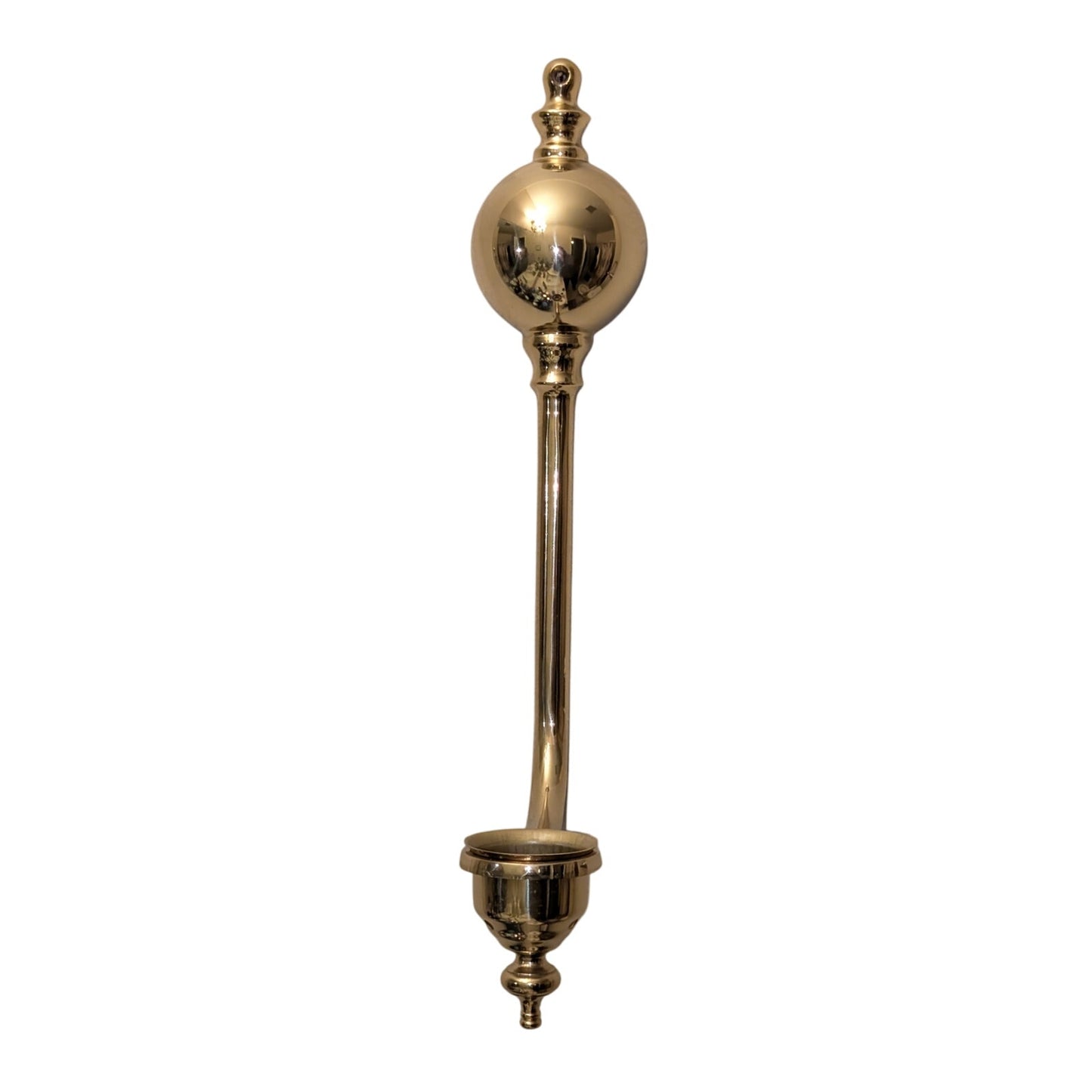 Vintage Solid Brass Candle Holder 13" Wall Sconce (No glass)