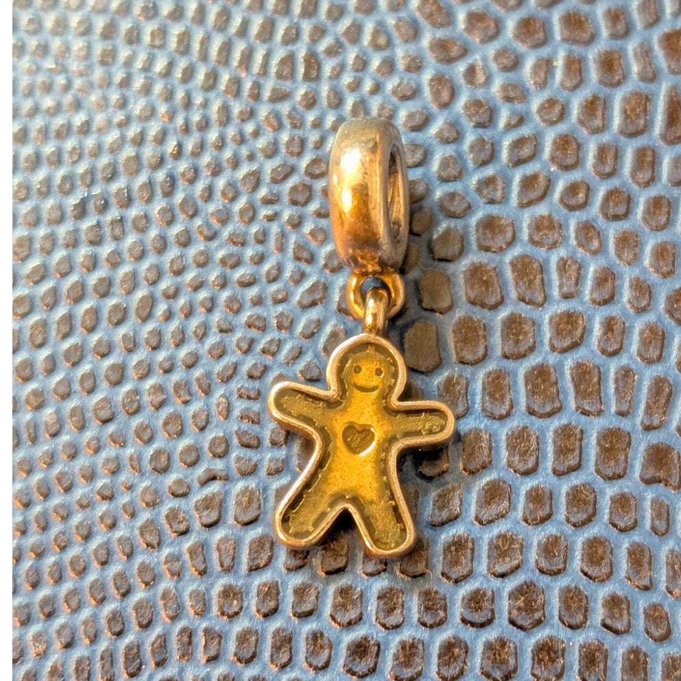 Pandora Gingerbread Man Enamel Dangle Retired Sterling Silver Charm