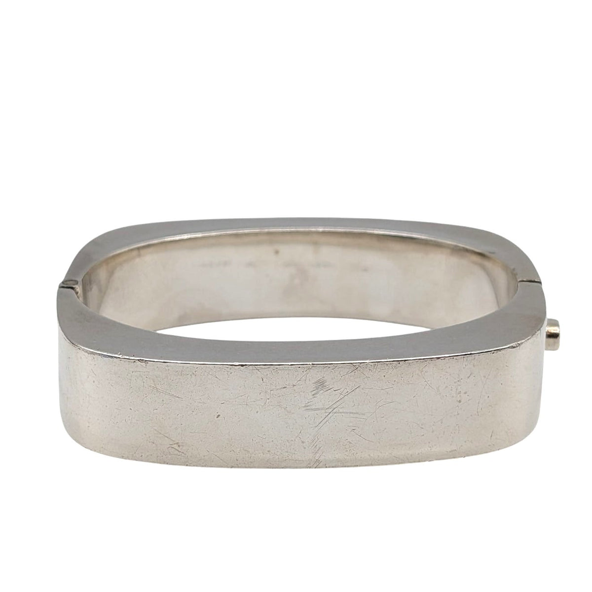 Vintage Taxco 925 Sterling Mexico Chunky Rectangle Hinged Bangle Bracelet