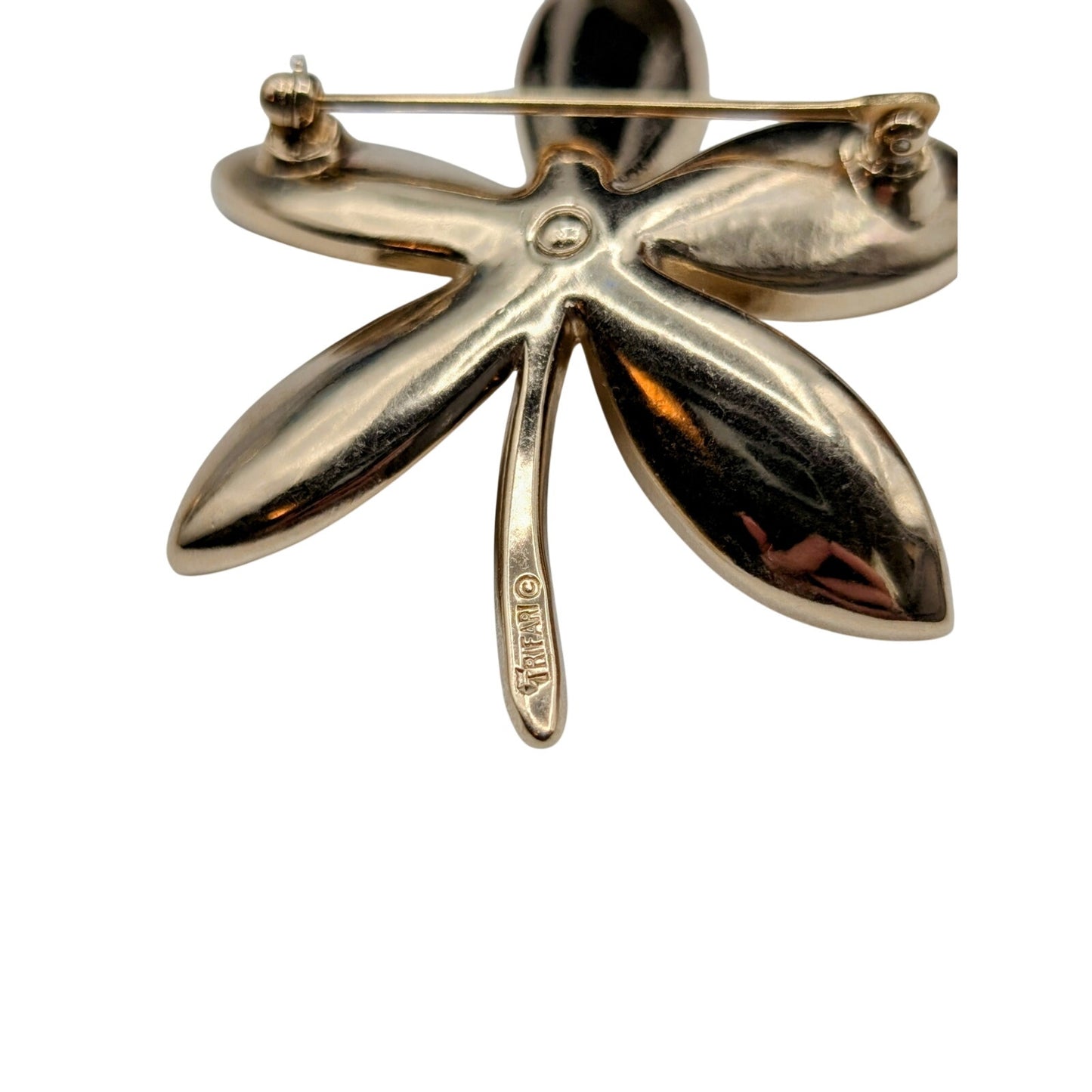 Vintage 60s Crown Trifari Brushed Gold Tone Flower Brooch
