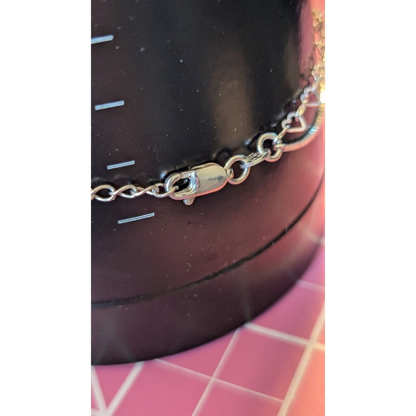 Double Strand Box & Heart Chain 925 Sterling Lobster Claw Ankle Bracelet