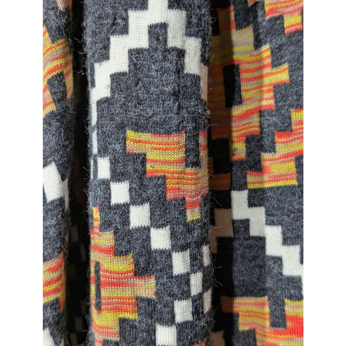 Bass Multicolor Geometric Print Long Sleeve Open Front Cardigan Sweater Size M