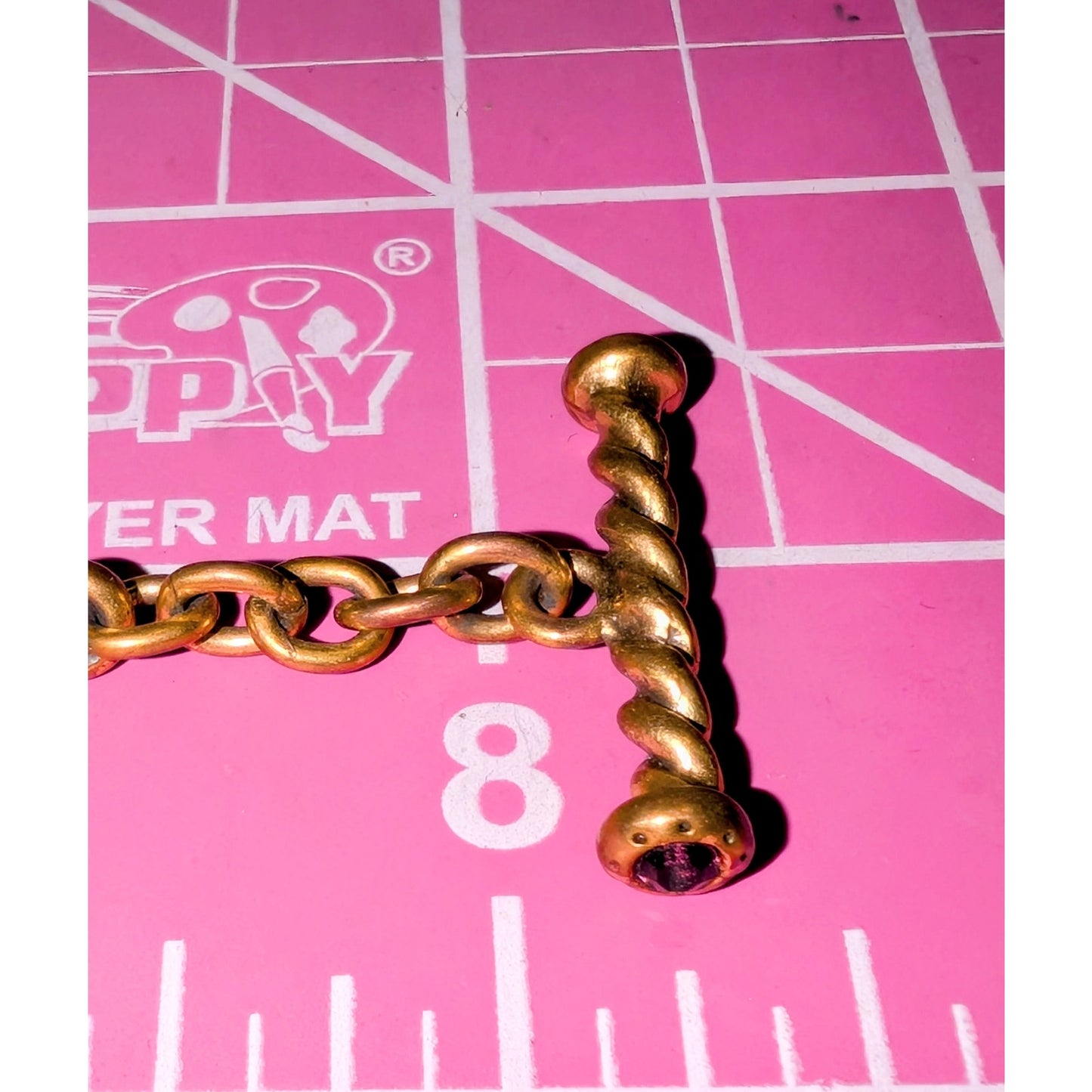 Vintage Multi-Gem Multi-Shape Gold Tone Toggle Clasp 8" Bracelet