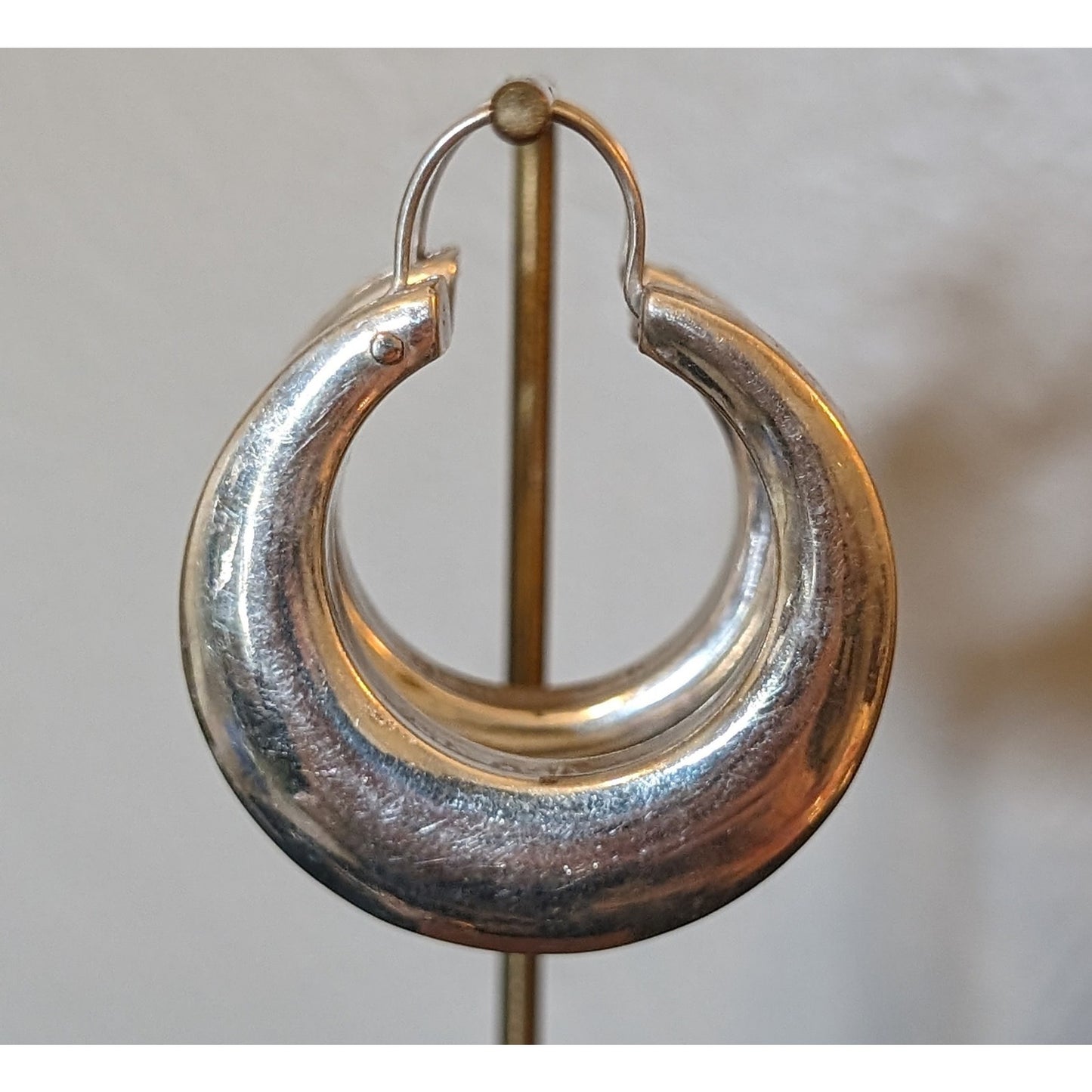Vtg. Marked Mexico 950 Sterling Silver Basket Hook hick Gypsy Hoop Earrings 18g