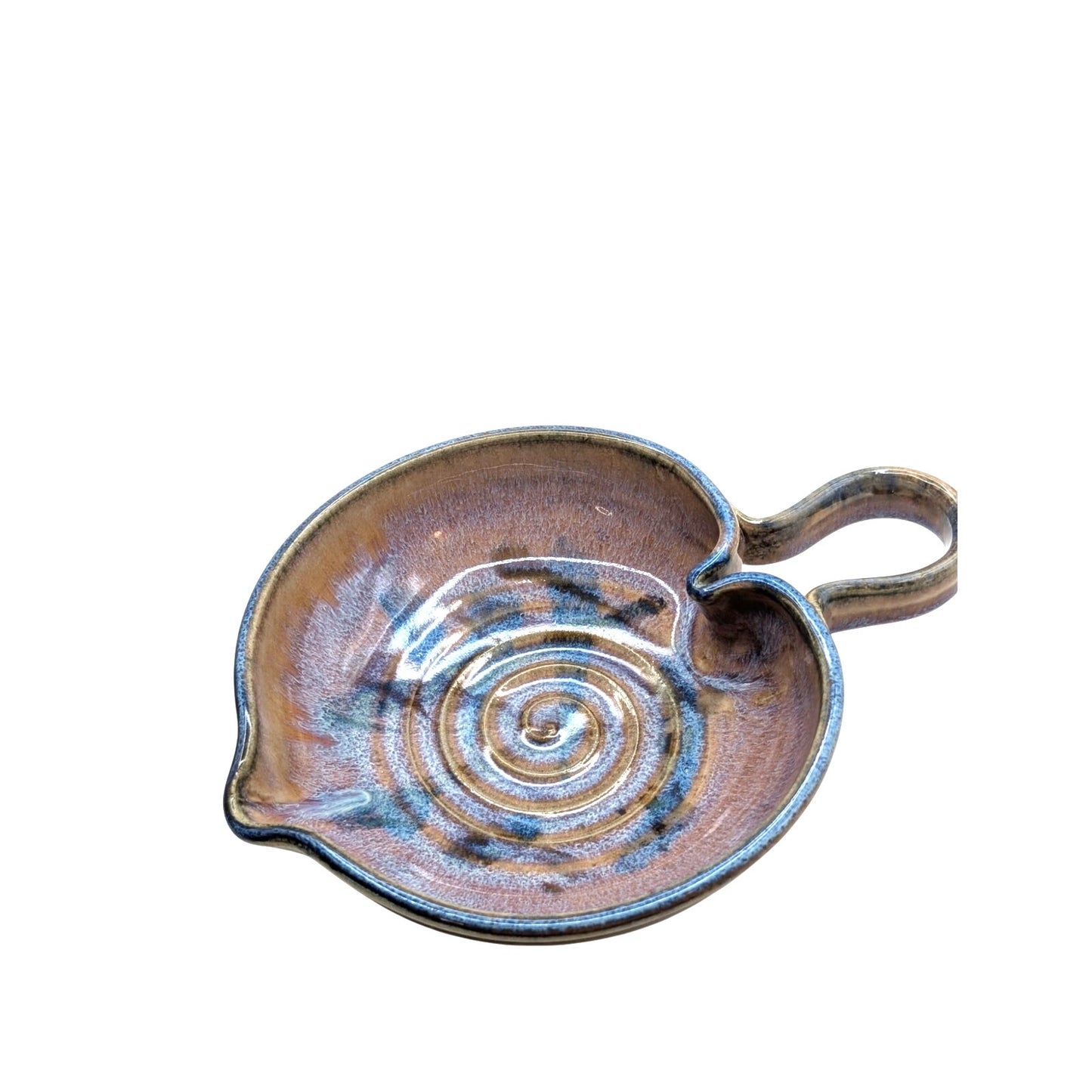 Signed & Stamped Janet Rodriguez Artisan Lavender Blue Heart Leaf Shaped Dish