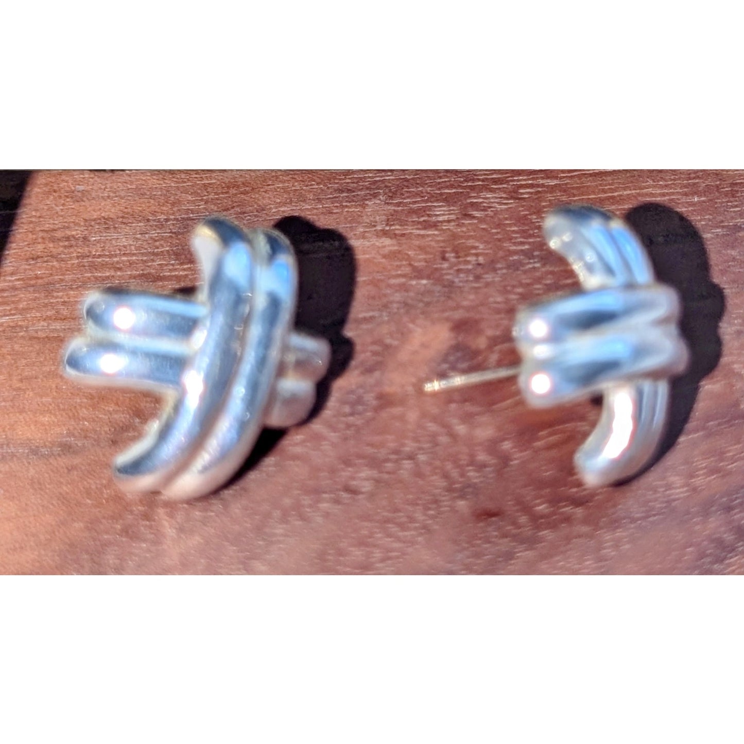 Monet Silver Tone Criss Cross Pierced Earrings