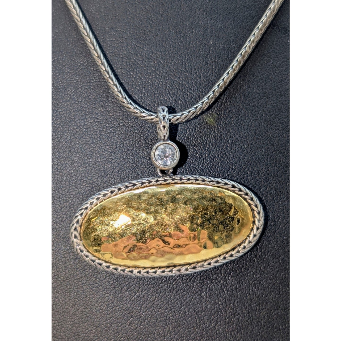Premier Designs Trendsetter Hammered Oval Gold & Silver Tone 16"-18" Necklace