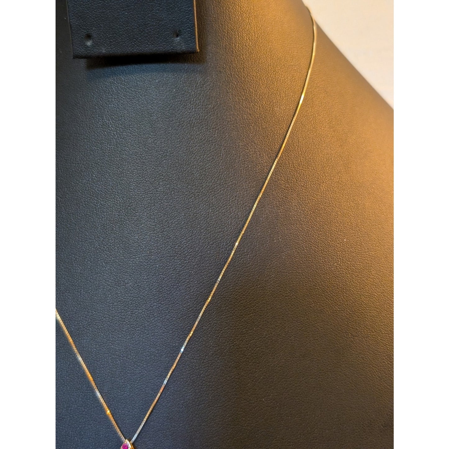Estate Gorgeous Red Spinel Diamond 14k Yellow Gold Pendant Chain 18" Necklace