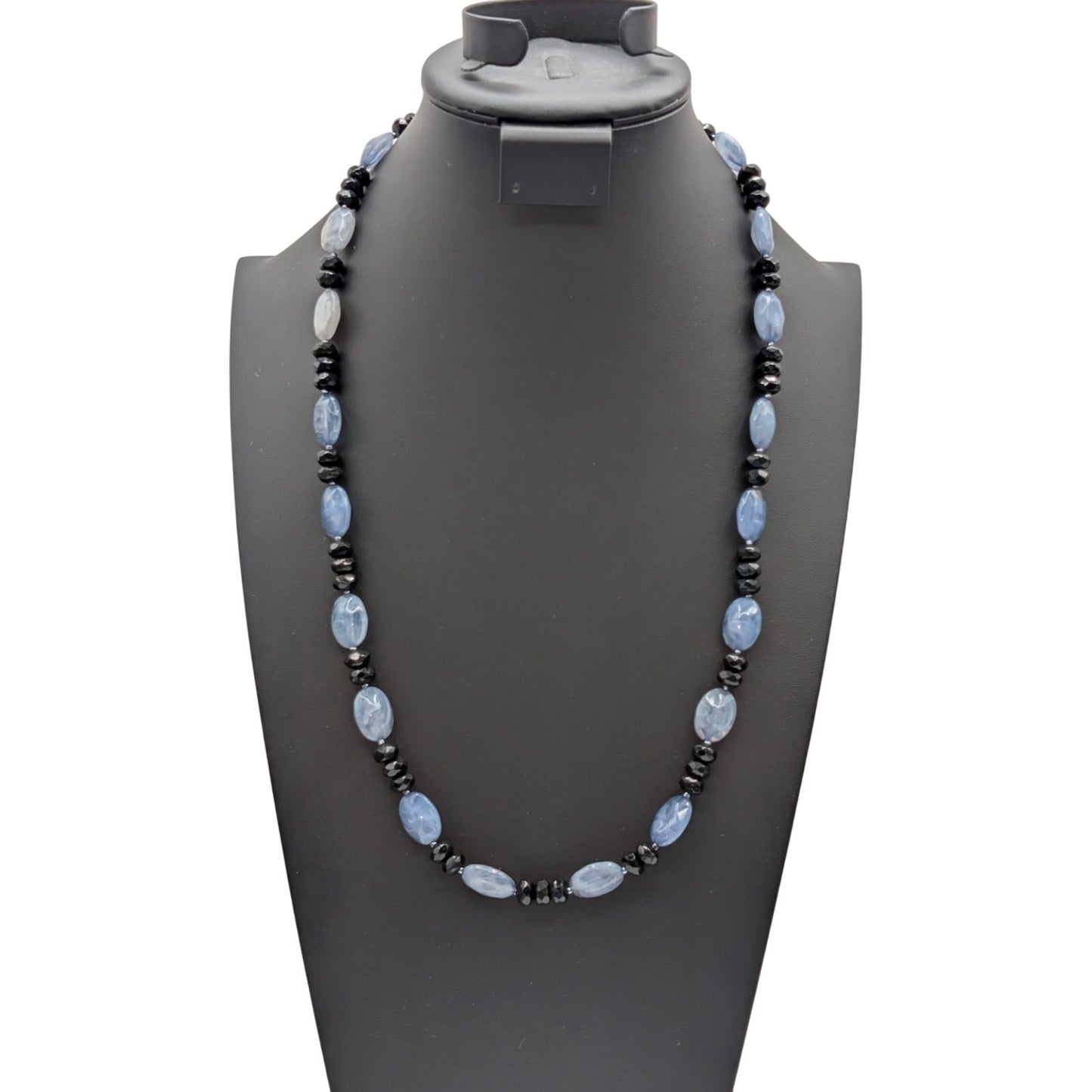 Vintage Frosty Light & Dark Blue Acrylic Bead26"  Necklace