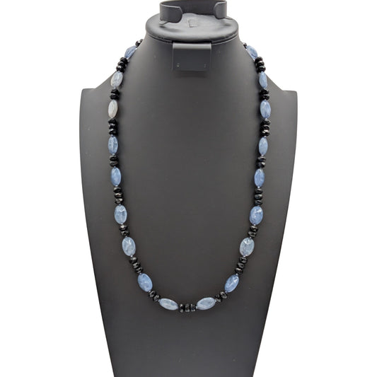 Vintage Frosty Light & Dark Blue Acrylic Bead26"  Necklace