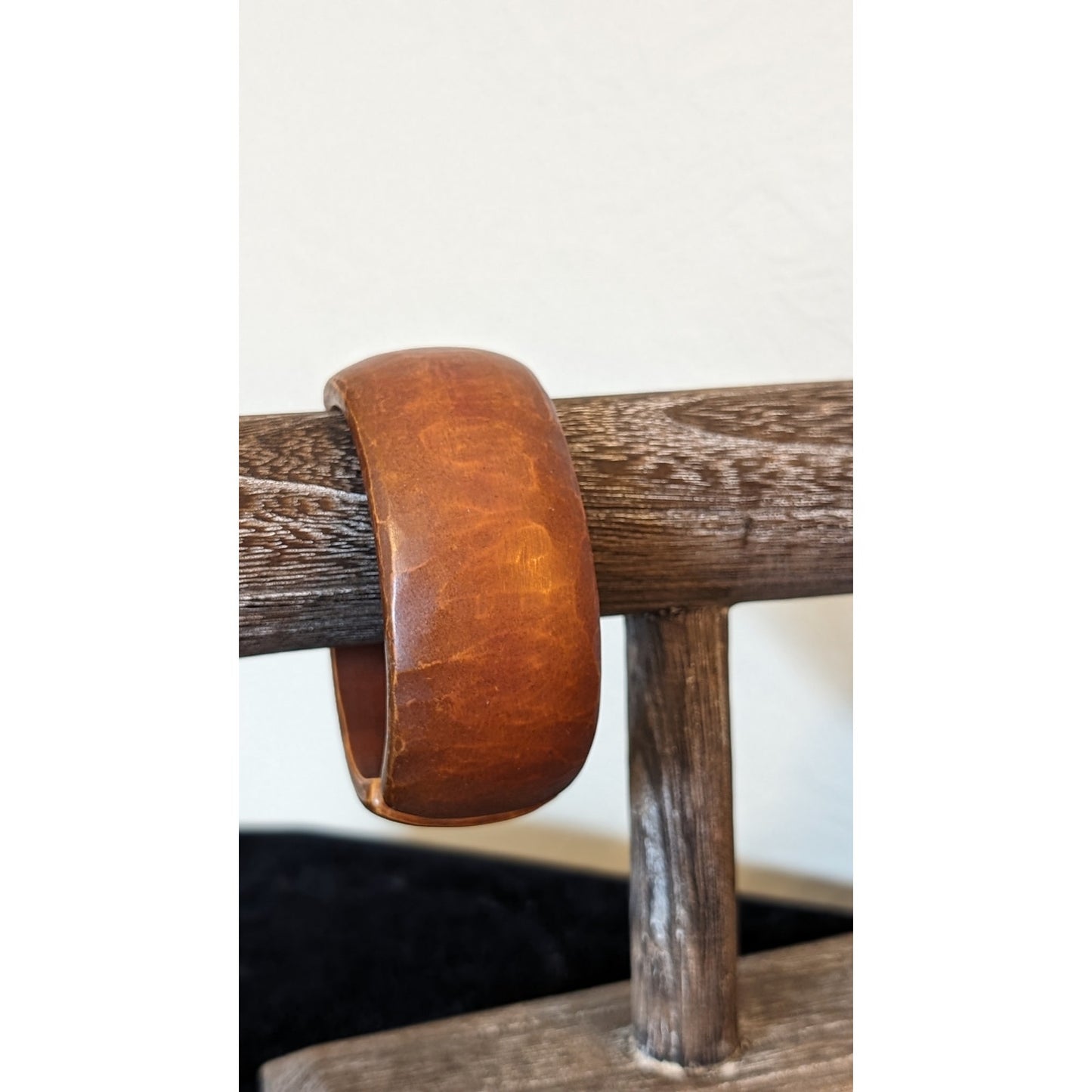 Wood Look Resin Clamper Style 1.25" Wide Bangle Bracelet