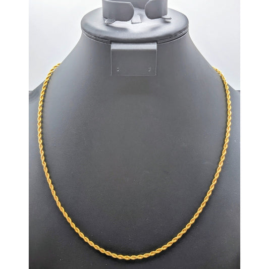 Vintage Gold Tone Rope Chain 24"Necklace