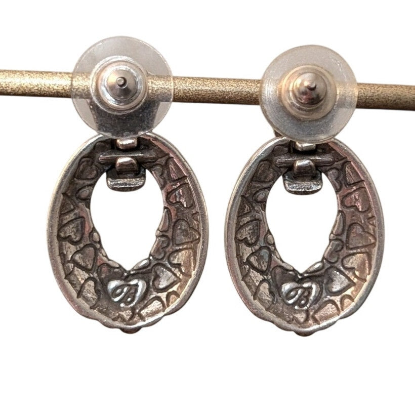Brighton Signed Door Knocker Silver Tone Drop Earrings