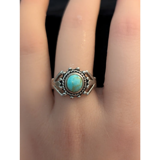 Vintage 925 Sterling Silver Thailand Turquoise Ring Size 7.5