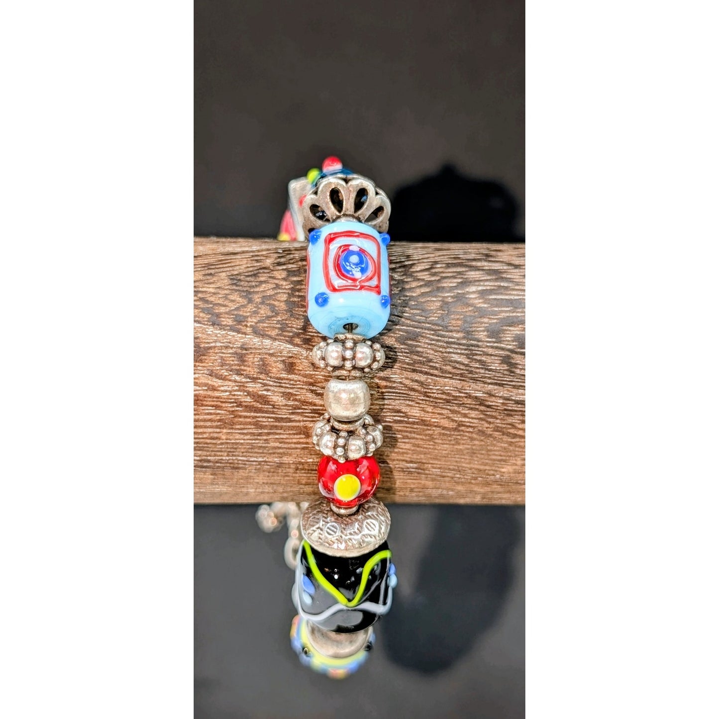 SILPADA Lampwork Art Glass Bead 925 Sterling Silver Toggle Clasp Bracelet