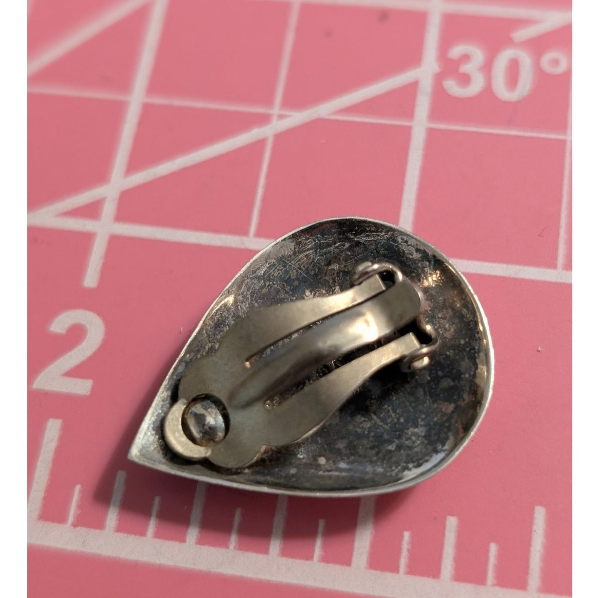 Vintage Turquoise Sterling Silver Teardrop Clip On Earrings