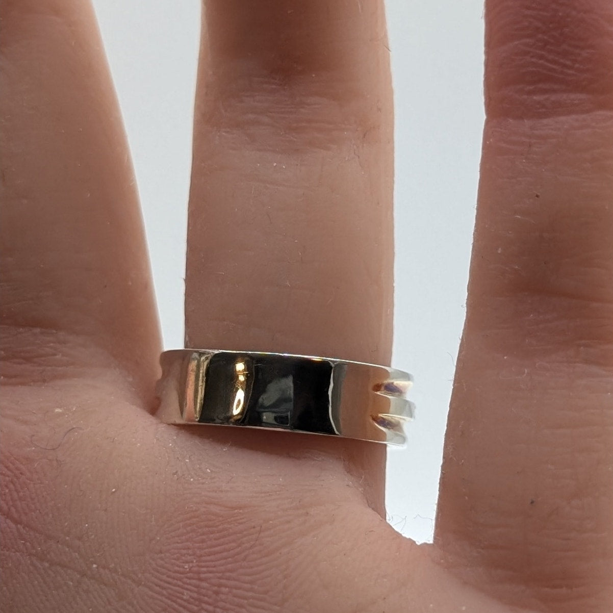 925 Sterling & Vermeil Two Tone CZ Band Ring Size 7