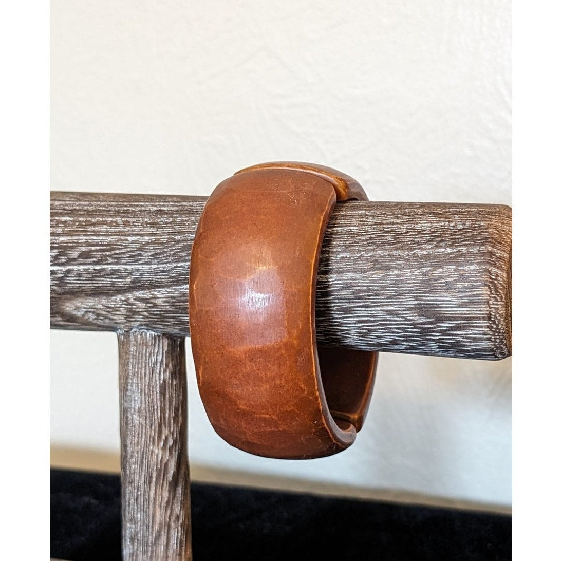 Wood Look Resin Clamper Style 1.25" Wide Bangle Bracelet