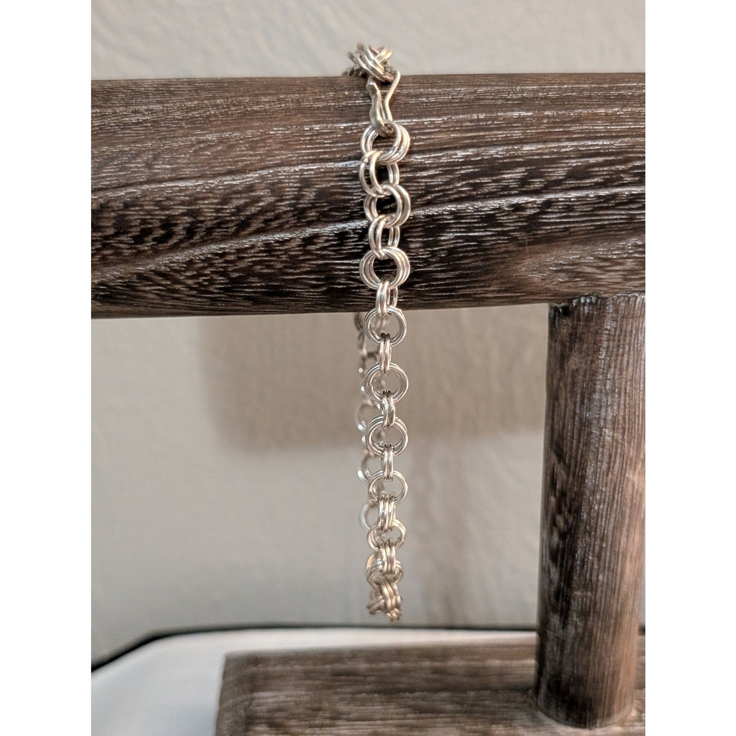 Vintage Triple Link Double Link 9" Charm Bracelet W/ Hook Clasp