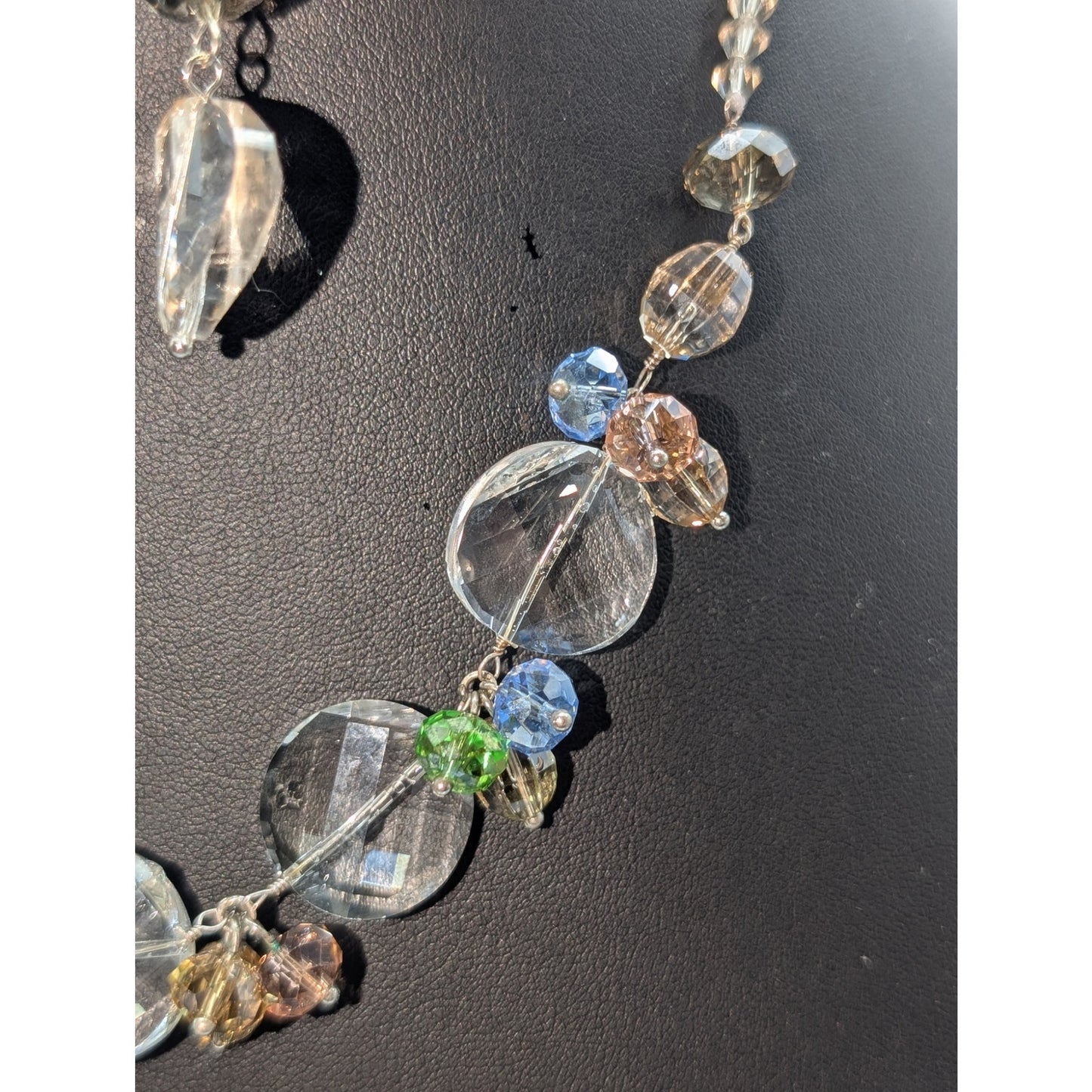 925 Sterling Silver Multi-Color Multi-Shape Cut Crystal Necklace & Earring Set