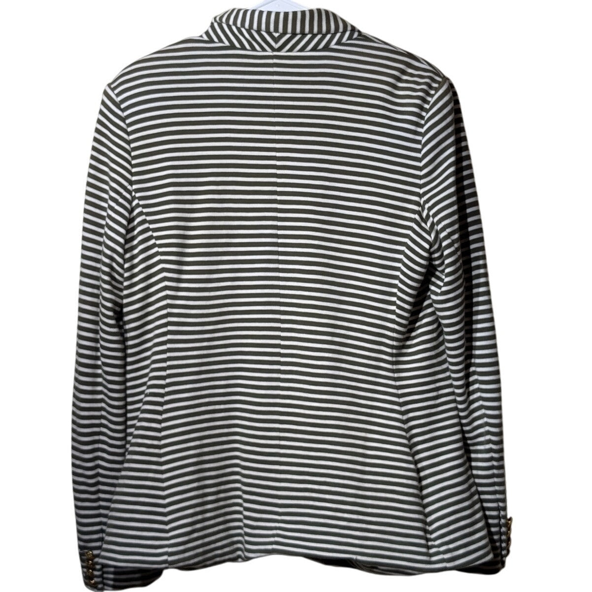 Lauren Ralph Lauren Olive Striped Pique Knit Gold Button Blazer Womens' Sz XL