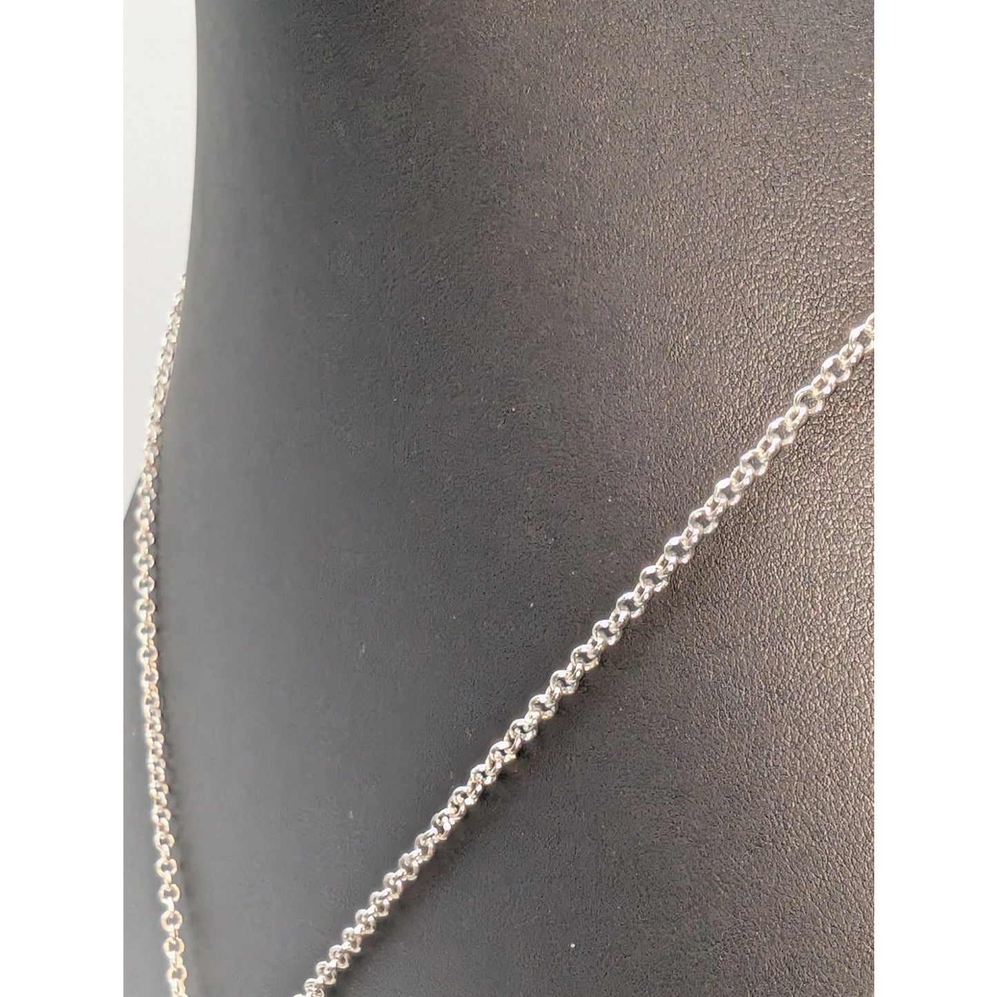 Silver & Rose Tone Dangle Veiny Leaf Dangles Long 30" Plus 6.25" Necklace