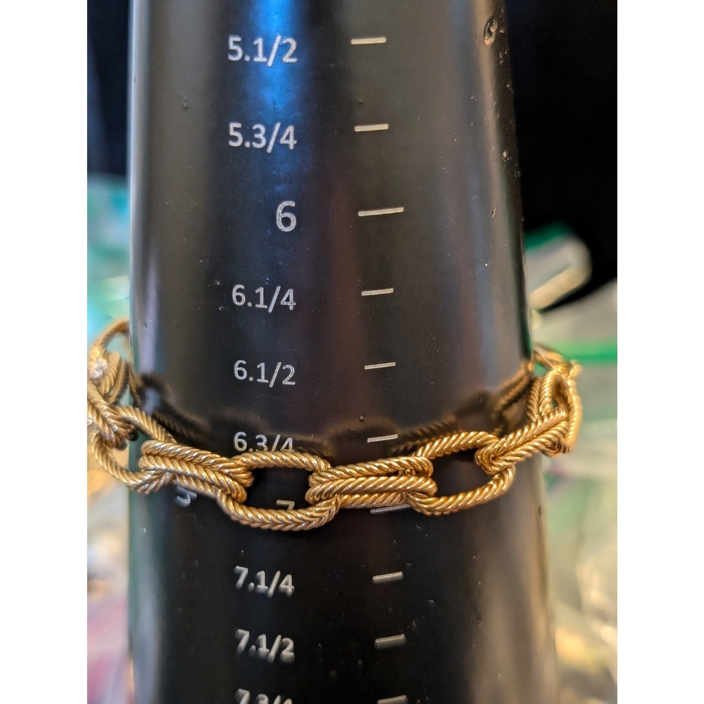 14Kt Yellow Gold Textured Double Link Chain Lobster Claw Clasp Bracelet