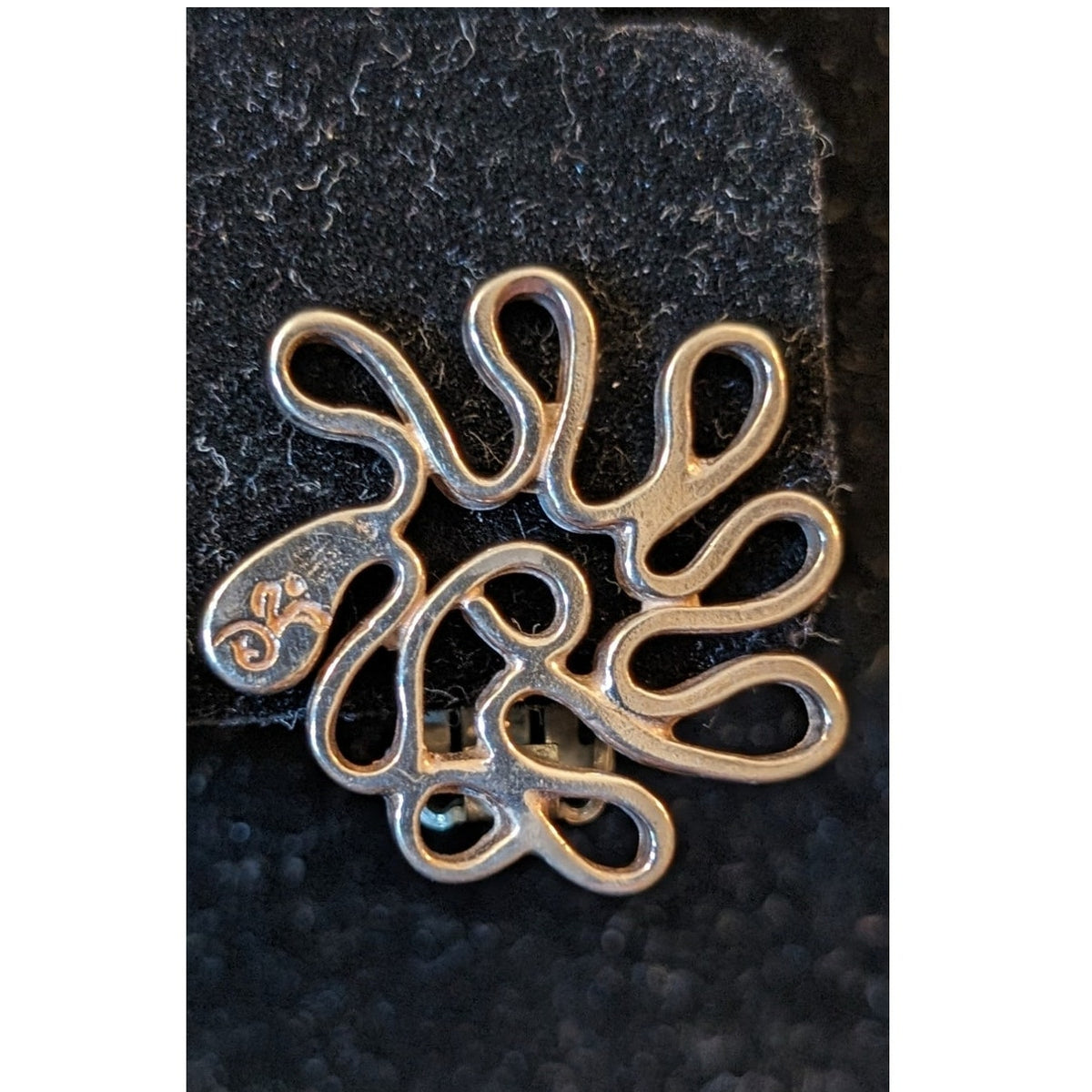Vtg Mexico 925 Sterling Swirly Clip On Earrings Marked Front & Back 12.35g