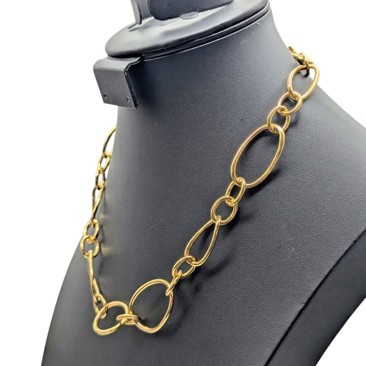 Vintage Joan Rivers Chunky Gold Tone Oval Loopy Link Chain 17"-20" Necklace