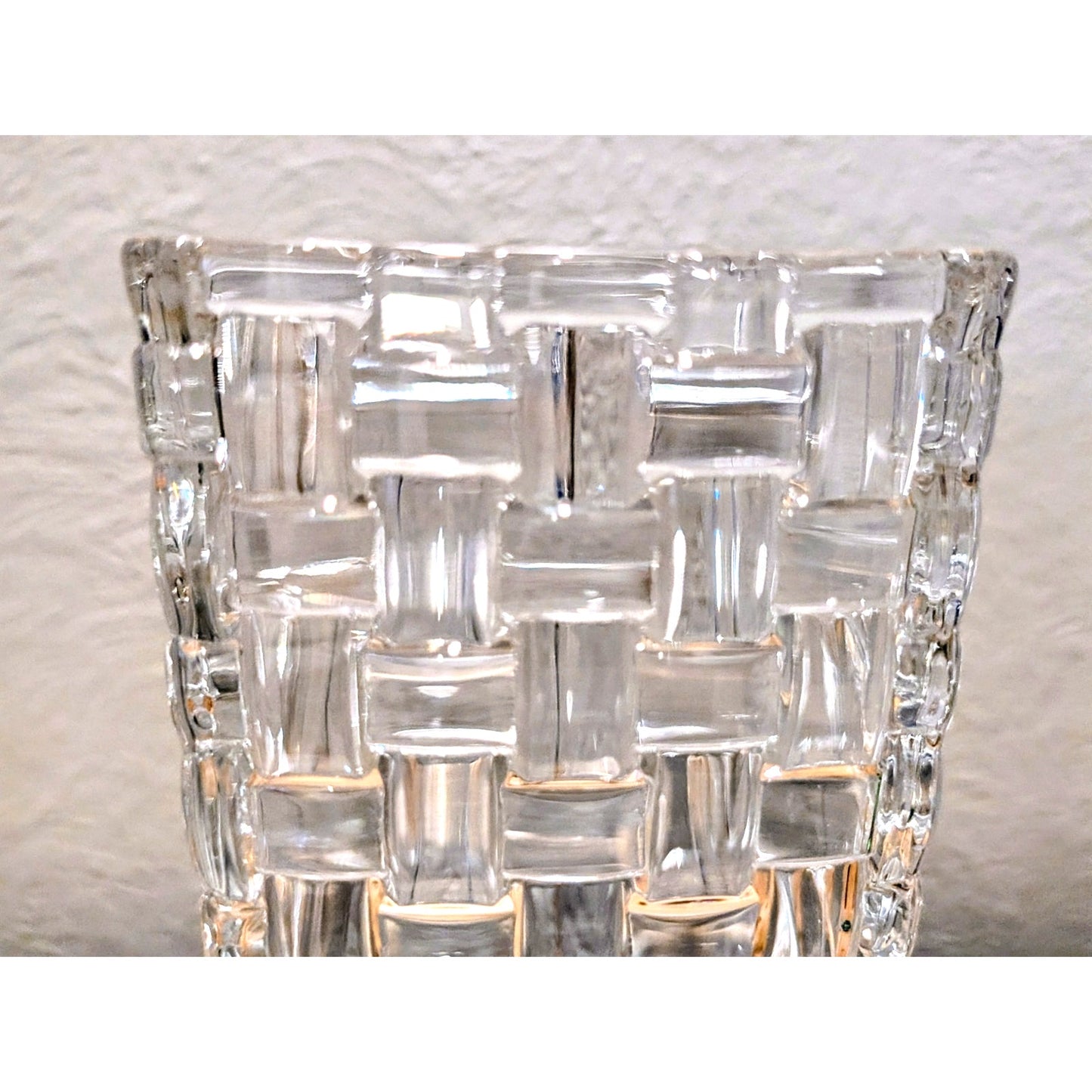 Signed Riedel by Vivant Tyrol Crystal Bossa Nova Basketweave German Design Vase