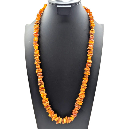 Vintage Chunky Genuine Raw Amber Graduated Nugget 32" Necklace 64.38g
