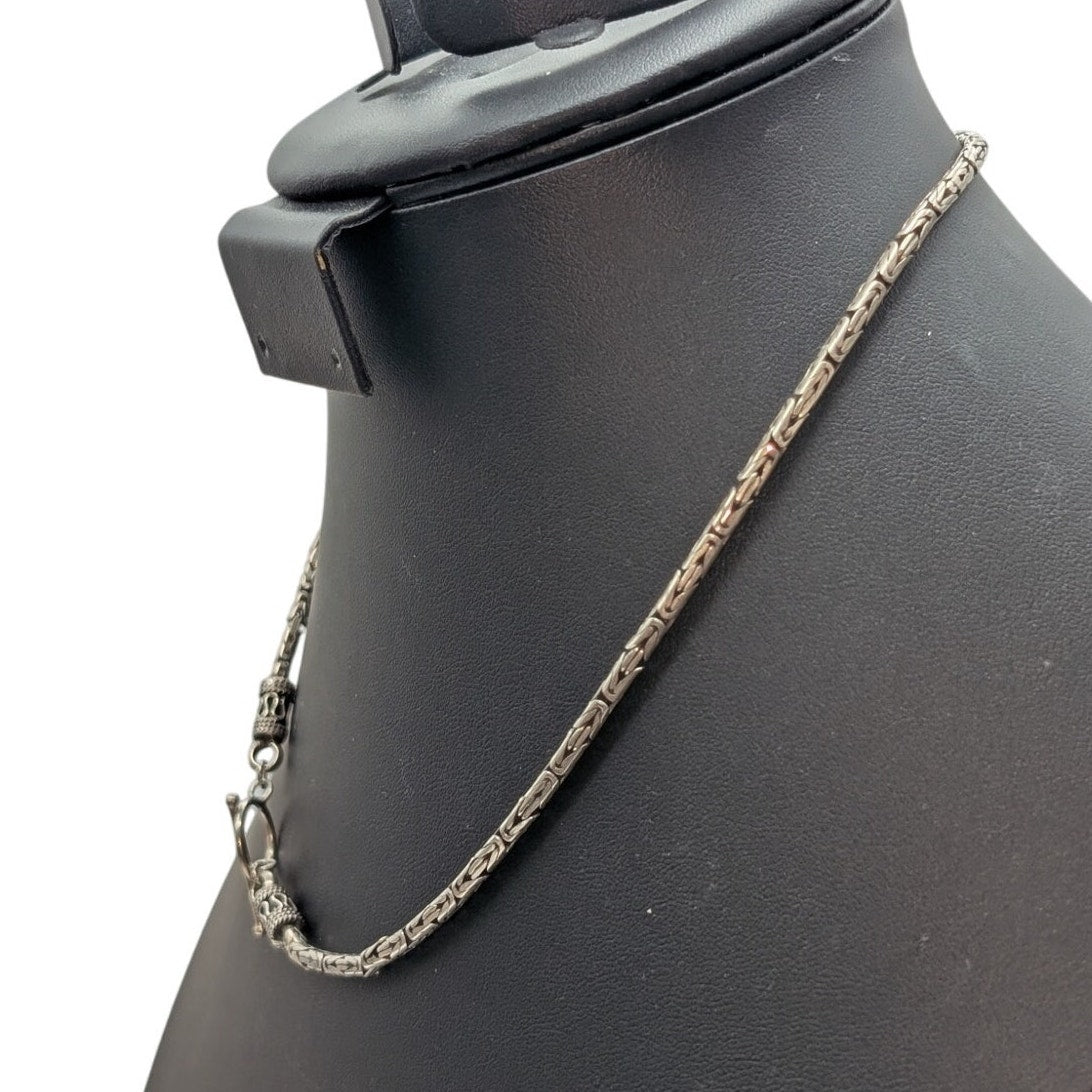 Vtg 925 Sterling Silver Balinese Byzantine Toggle Clasp 17.5" Necklace 24.22g