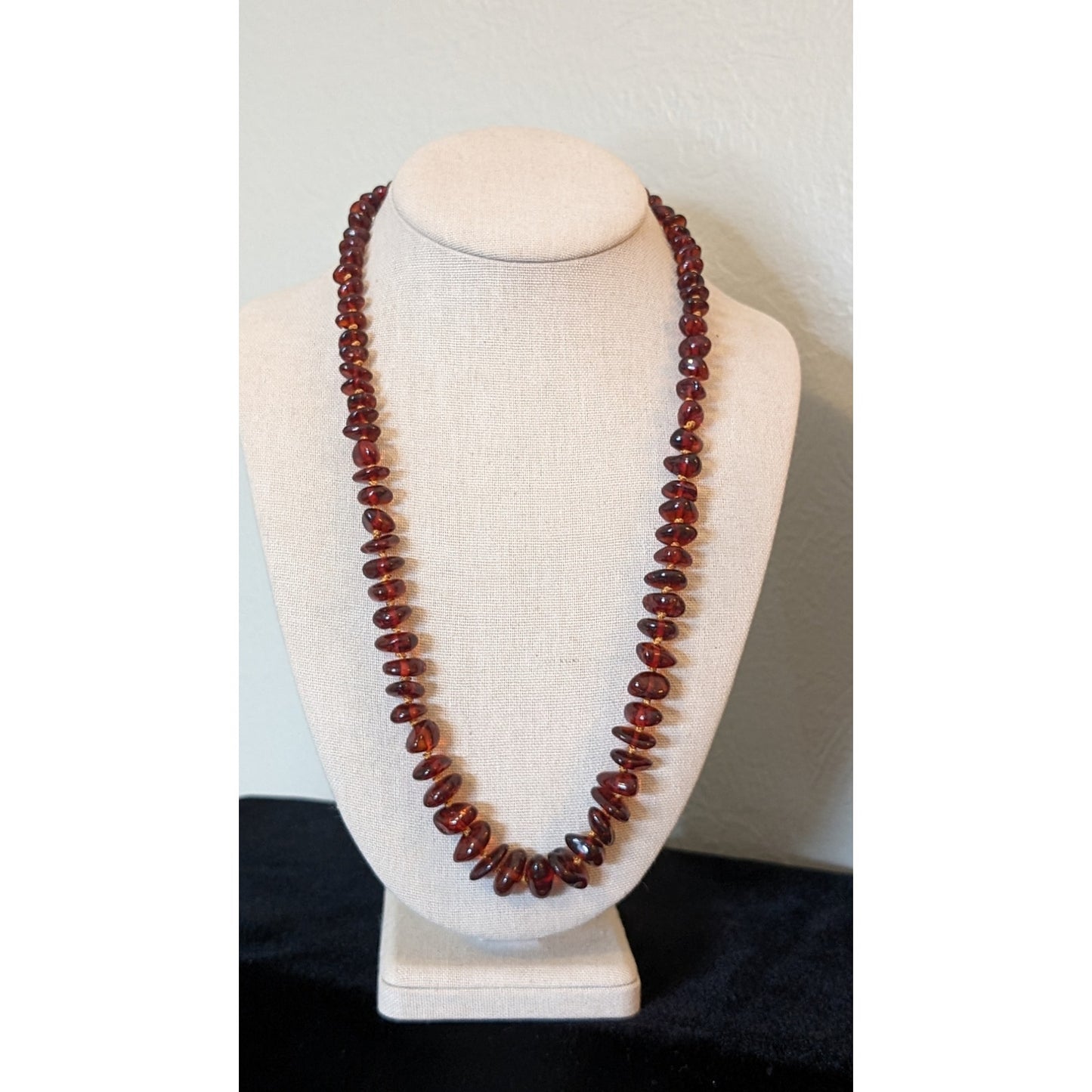 Natural Polished Graduated Amber Chip Hand Knotted Baltic Amber 22" Necklace