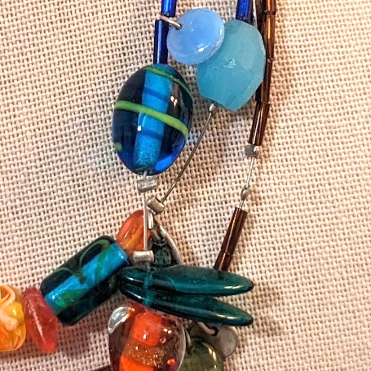 Chico's Three Strand Colorful Glass Bead Necklace