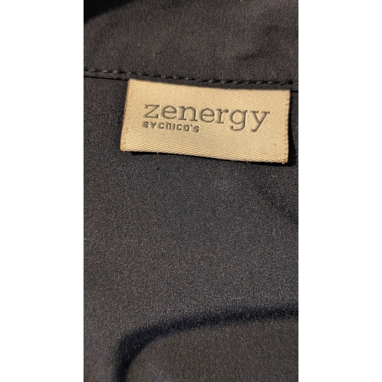 Zenergy by Chico's Navy Snap Front Active Drawstring Vest Womens Sz 2 (M 12-14)