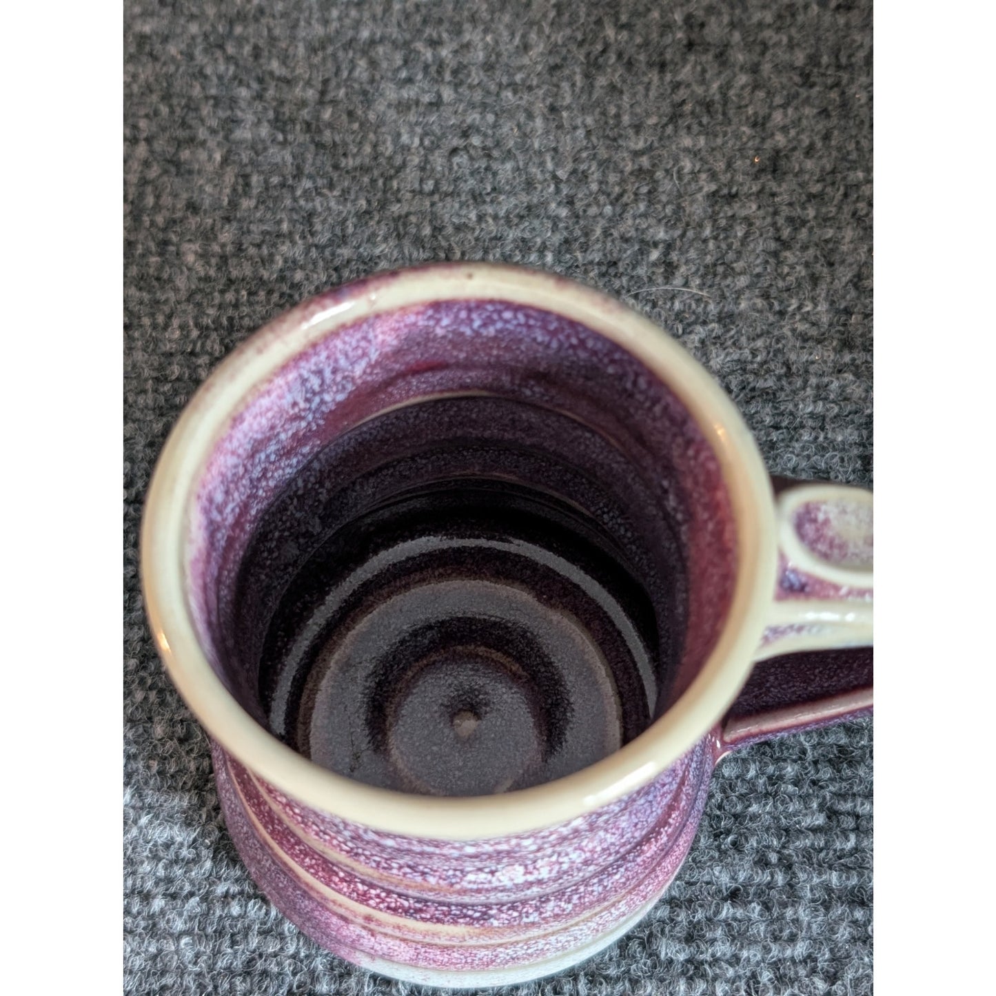 Purple Banded Studio Pottery Mug Signed 12