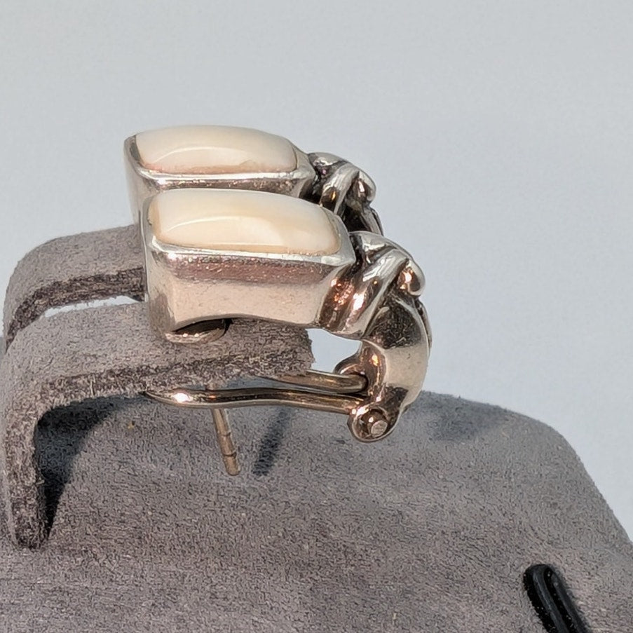 Estate Vintage Mother of Pearl Sterling Silver Pierced Earrings