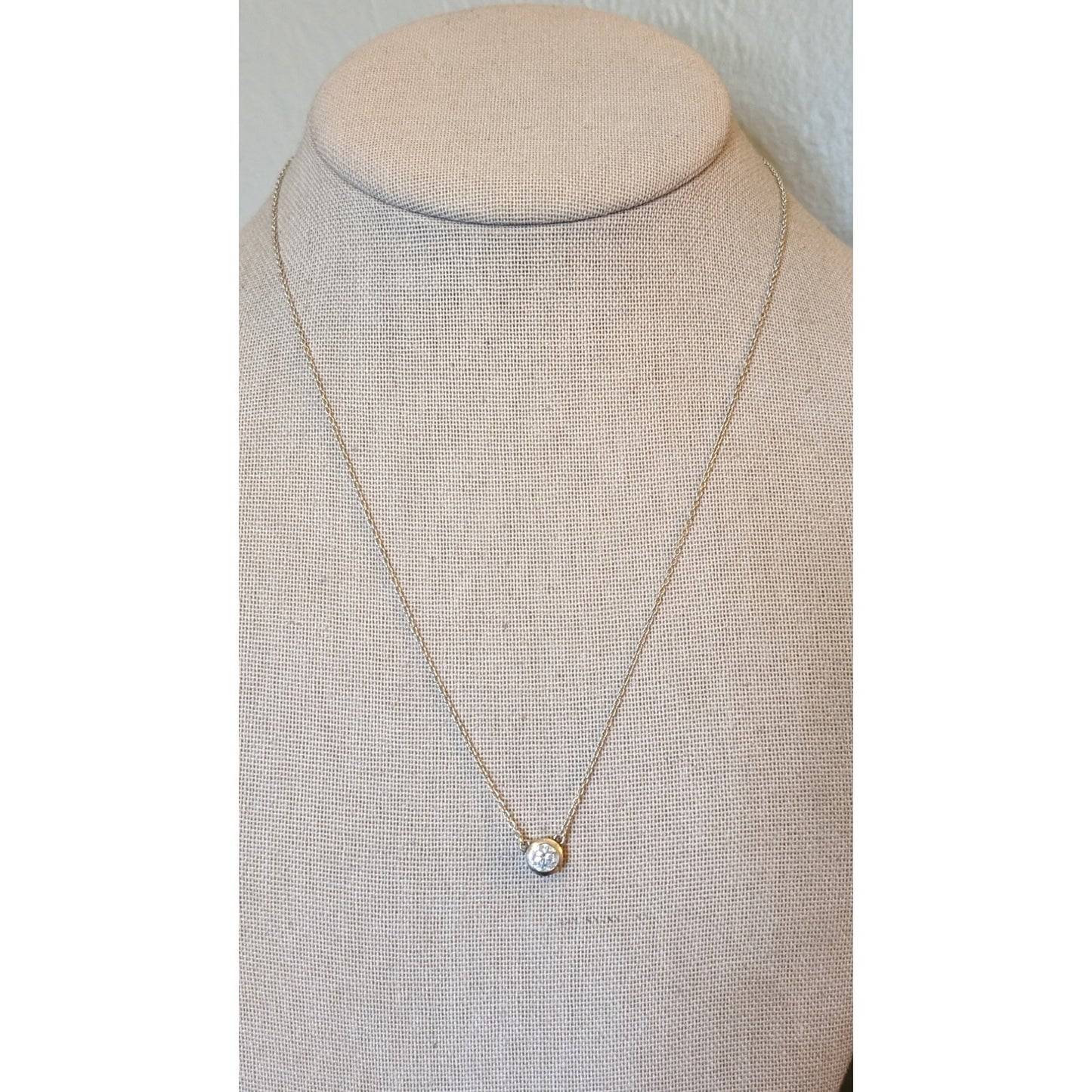 Marked 925 Sterling Bezel Set Crystal on 925 Sterling Lobster Claw Clasp Chain