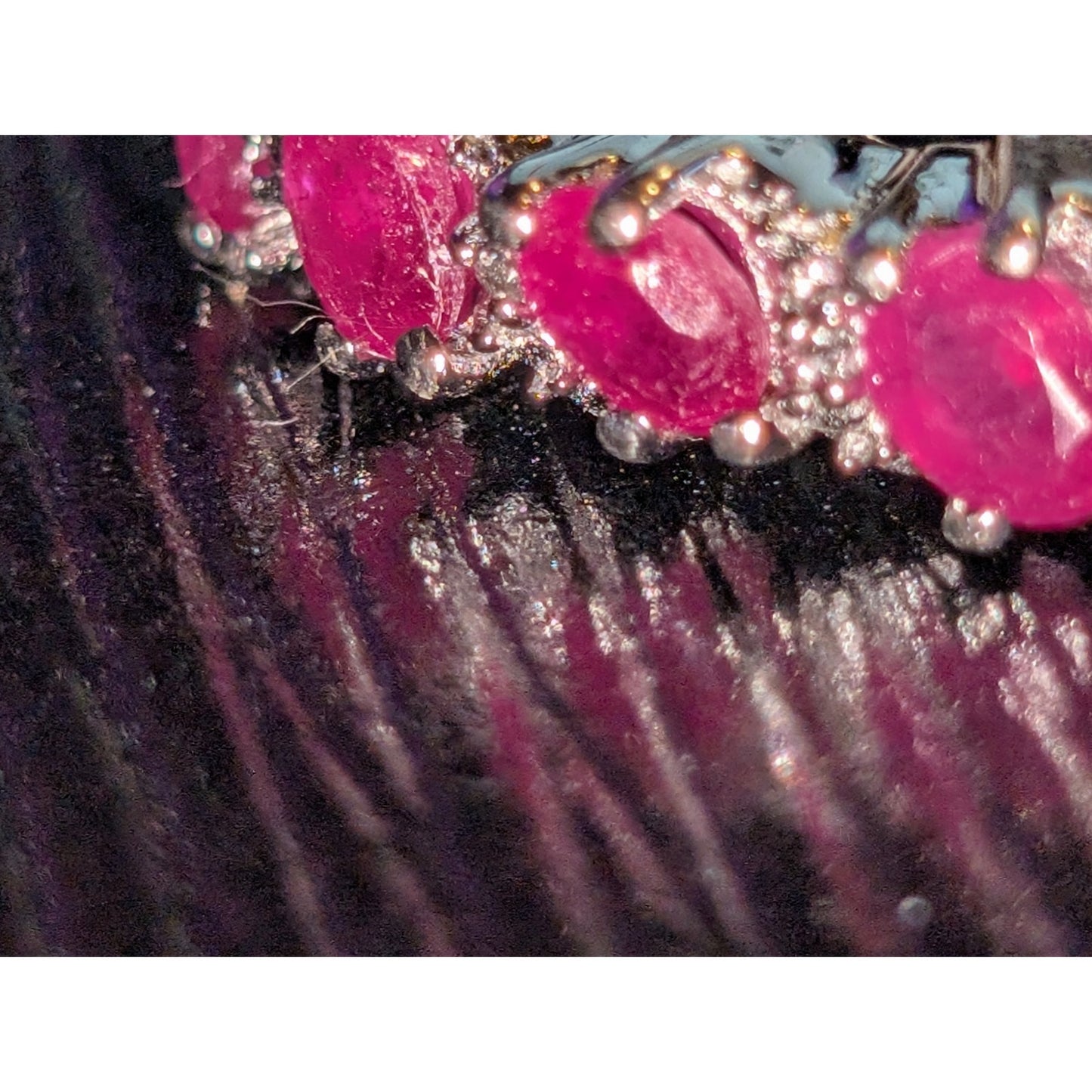 925 Sterling Ruby Diamond Band Ring Size 7
