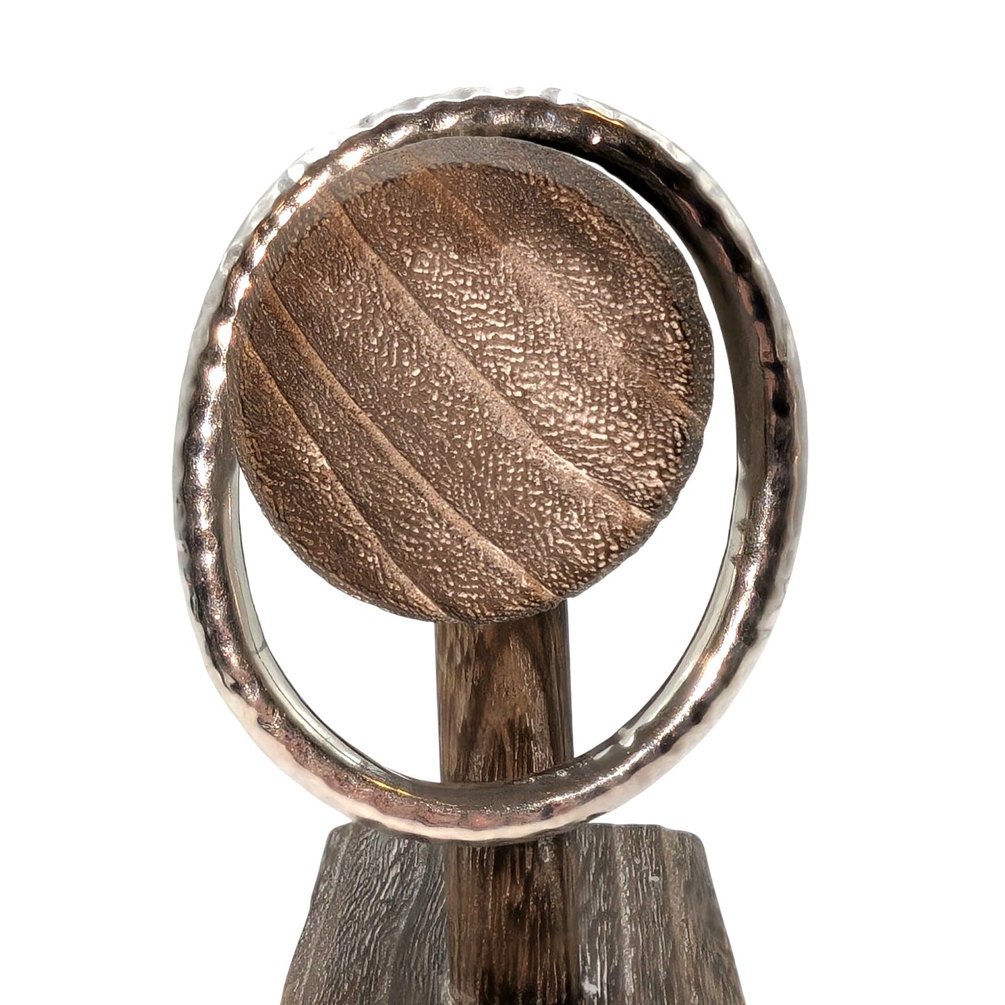 Vintage Signed HOB Mexico 925 Hammered Oval Bangle Bracelet 13.68g